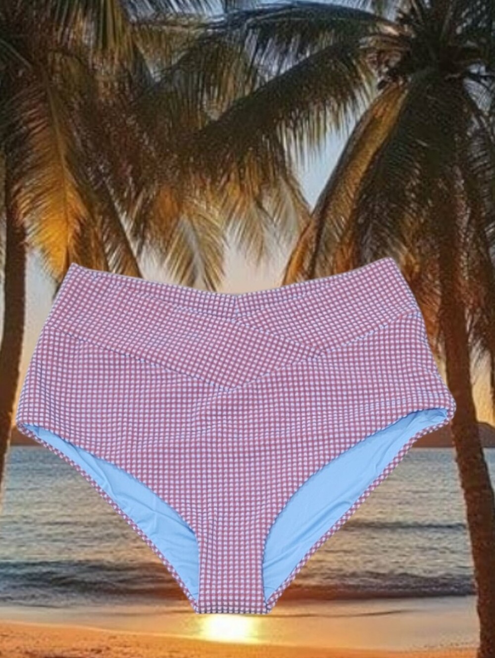 Aerie Ladie's Gingham High-waisted Full Coverage Bikini Bottom